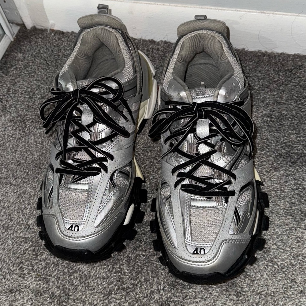 Balenciaga Silver and Black Sneakers